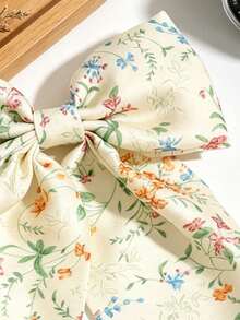 2 Stücke/Set Französischer sanfter Stil Blumen Schleife Band Haarspangen einfarbig lässig böhmisch Party süß Straßenstil elegant Zinklegierung,Haarklammern - Schwarz + Beige - Übersicht 3