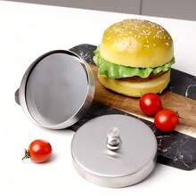 1 Molde para hamburguesa, una presión para formar, artefacto de desayuno rápido, prensa de carne de acero inoxidable 430, antiadherente y fácil de limpiar, herramienta de horneado de cocina, uso doméstico y comercial - Plateado - Ver 4