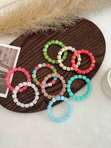 4pcs/9pcs Bohemian Style Geometric Asymmetrical Square Solid Color Acrylic Beaded Bracelet Set, Elegant & Glamorous, Suitable For Daily Casual, Party, Street Photography, Vacation Travel, Versatile Jewelry Bracelet Set Gift For Women - Bracelet Set - View 12