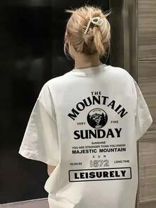 New Women's Loose-Fitting Short-Sleeved T-Shirt With Round Neck And Letter Print, Best Seller, Suitable For Spring And Summer Wear, White Color. - Putih - View 1