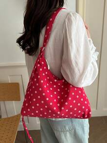 Women's Solid Color PU Leather Fashion Large Capacity Daily Travel Shoulder Bag - Red - View 4