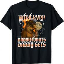 Lo que papá quiere, papá lo consigue. Meme divertido de hombre lobo y luna. Camiseta - Negro - Ver 2