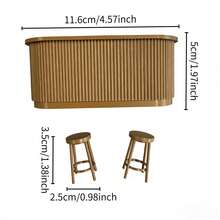Mini Bar Accessories Set - Ultra Small Bar Stools And Bar Chairs | Dollhouse Bar Model Mini Furniture, Miniature Furniture Decor Model Suitable For 1:12 Scale Dollhouse, Perfect Collectible And Holiday Gift - 3pcs - View 4