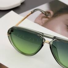 1PC Unisex Aviator Frame Fashion Classic Oversized Street Style Versatile Metal Fashion Glasses - 綠色 - 查看 4
