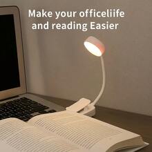 1個 4LED 白色夾式書燈，護眼閱讀燈，可充電書燈，3種色溫，可調光，迷你便攜夾式閱讀燈 (電池/可充電 300mAh/600mAh) - 多色3 - 查看 3