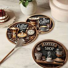 1 Set Coffee Cup Design Wooden Non-Slip Coasters, Home Kitchen Decor Accessories, Cute And Affordable Small Items, Outdoor Garden Supplies, Suitable For Various Holiday Parties, Wedding Accessories, Thanksgiving, Back To School Decoration Gifts - Multicolor B - View 9