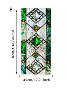 1/5pcs Green Diamond-Patterned Frosted Window Film, Electrostatic Adsorption Black Background Privacy Film, Full Blackout And UV Protection, Suitable For Bathrooms, Offices, And Home Decor. - Multicolor - View 17