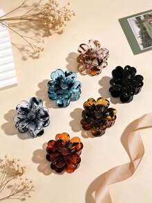 6pcs Girls Fashion Hawaiian Flower Hair Clips, Medium Size, Perfect For Beach And Seaside Use, Ideal Gift Accessory, Also Suitable For Daily Wear, Fits Half-Up Hairstyles - Multicolor - View 6