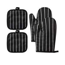 Vertical Striped Oven Mitts & Heat Resistant Pads Set, Quilted Diamond Pattern, Washable, Suitable For Kitchen Cooking & Baking, Microwave Oven Mitts & Heat Resistant Pads 2pcs/4pcs - View 12