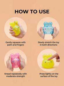 Macaron Jelly Rabbit Squishy Toy, Soft Slow Rebound Design. Stretch And Squeeze To Relieve Stress. Translucent Jelly Texture With Cute Macaron Colors. Adorable Desk Decoration, Durable. Ideal Birthday, Holiday Gift For All Ages. - Multicolor - View 6