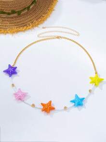1pc Ocean Series Vacation Dopamine Starfish Beaded Waist Chain Women's Vacation Travel Outfit Accessory - Multicolor - View 4