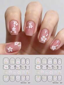 2pcs 3D Embossed Flower Nail Sticker, Sweet Cute Spring/Summer Nail Decal,Perfect For Women's Holiday DIY Manicures Nail Stickers - 彩色 - 查看 6