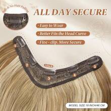 HEYPINK Women's V-Shaped Clip-In Hair Extension 18 Inch Single Piece Synthetic Straight Hair 5 Clips Full Hair Piece Dark Chocolate, Halloween - Dark Brown - View 3