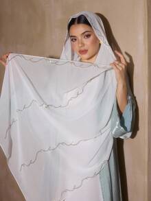 1pc Elegant Solid Color Rhinestone Chiffon Long Scarf Women's Fashion Versatile Headscarf Outerwear Sun Protection Beach Scarf Vacation Travel Scarf Shawl Dual-Use Suitable For Daily Multi-Functional Matching Decoration - Multicolor - View 16