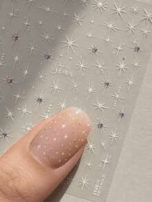 Stiker Seni Kuku Kristal Rhinestone, Dekorasi Kuku Ukiran Rhinestone, Stiker Bahan Kuku Seni Warna-warni Berkilau Berbentuk Bintang dengan Payet Berkilau Foil Emas, Dekorasi Kuku Perekat Sendiri - MultiWarna - View 3