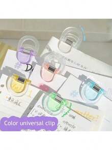 6pcs Transparent Bookmark Clips - 6 Colors Bookmark Clips, Binder Clips, Reading Accessories Clips, Fridge Magnet Clips, Transparent Sealing Clips - Acrylic Material, Kitchen Storage Airtight Sealing, Food Packaging Transparent Chip Clips, Snack Bag Clips, Sealing Clips, Pant Leg Clips, Transparent Long Tail Clips, Sleeve Length Adjustment Clips - A4 Binder Clips, Office And Home Kitchen Food Clips, Convenient For Fixing Documents, Colorful Transparent Acrylic Clips, Multi-Function Bag Clips, And Sticky Note Clips For Organizing Files And Documents In Home Or Office - Clip - View 1