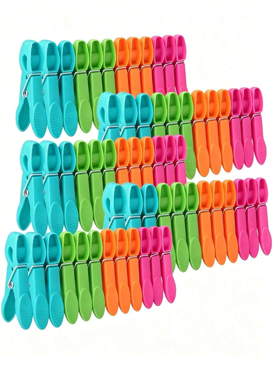 12pcs Colorful Plastic Clothespins, Colorful Plastic Laundry Clips, Heavy Duty Outdoor Clothespins, Suitable For Towels And Socks, Heavy Duty Spring Clothespins, Back To School Essentials, Non-Slip Laundry Clips, Used For Hanging Clothes, Towels, Crafts - Multicolor - View 1