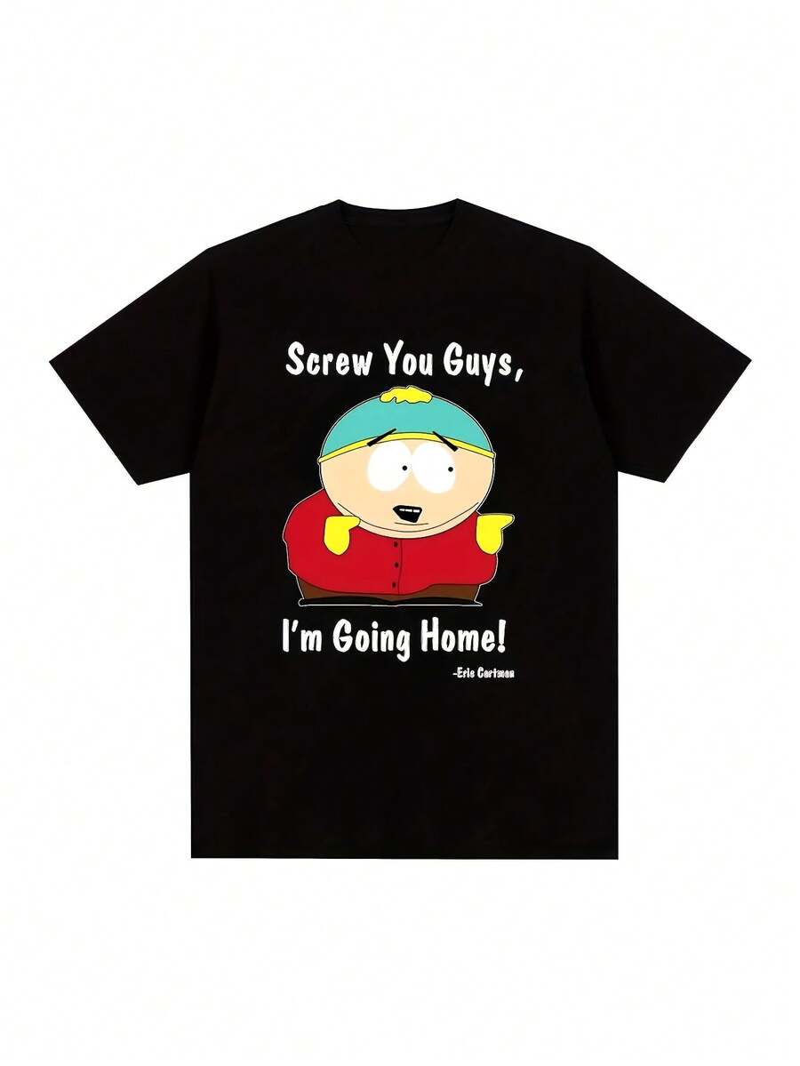 Va au diable.,Je rentre à la maison. - Expressions amusantes T Chemise| Cartman Design - Vêtements décontractés unisexes pour adultes T Chemise:Le choix ultime en matière de vêtements d'intérieur pour hommes,Imprimé avec des citations de films et de séries télévisées classiques.,Créez un look humoristique et élégant. - Noir - Voir 1