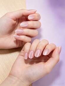 30pcs Short Square Handmade Sweet Style Pink Crystal Cat Eye Nail Tips With 1pc Nail File And 1pc Jelly Glue Nails - 彩色 - 查看 1