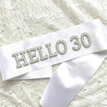 1pc White Pearl Birthday Sash, Women's Birthday Sash, 30th 40th Birthday, Birthday Decoration, Party Gift Supplies & Decor, Photo Props - View 4