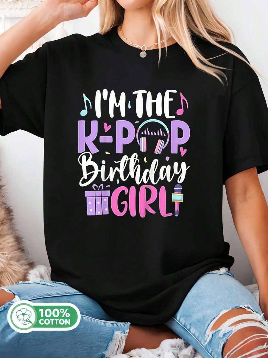 K-Pop_Birthday_Girl_T-Shirt - Black - View 1