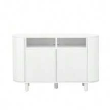 Modern Sideboard With Multifunctional Storage Space For The Entryway, Sideboard With Refrigerator-Style Doors And Adjustable Feet, Ideal For An Entryway, Hallway Or Living Room (White) - White - View 7