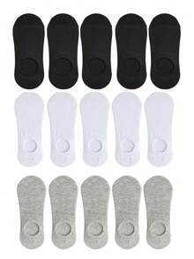 1/5/10/15/20 Pairs Invisible Low-Cut Boat Socks, Black/White/Grey Basic Style, Everyday Wear Socks, Low-Cut Socks - Multicolor - View 17