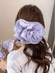 1pc Girls Lace Ruffle Scrunchie High-End Hair Tie Oversized Hair Flower Hair Accessory - Multicolor - View 6