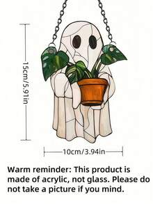 1/2pcs Ghost Sun Catcher - Colorful Acrylic Window Decor, Cute Ghost & Plant Decoration, Gothic Sun Catcher, Ghost Home Decor, Halloween Window Decor, Haunted House Aesthetic, Suitable For Home, Bedroom, Living Room, Wall Decoration (Remove Protective Film Before Use, Made Of Acrylic, Not Glass) Room Decor Bedroom Decor Halloween Decor Autumn Decor - View 3