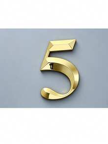 1pc 3D ABS Digital Luxury Style Glossy Gold Geometric Back Adhesive No-Drill Sun-Proof Waterproof Door Sign Gold Number Label Suitable For Villa Luxury Mansion Main Entrance - House Number - View 19
