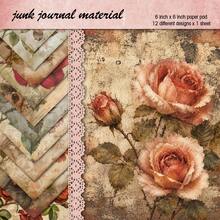 12pcs Victorian Aesthetic Floral Scrapbook Paper, Retro Grunge Rose Paper Pad, Shabby Chic Botanical DIY Stationery Paper For Journal, Gift Wrapping Crafting Paper, DIY Card Making Supplies - A - View 2