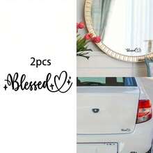 1/2/5pcs Cross And Heart Pattern Blessing Stickers, Suitable For Car Interior, Water Bottle, Cooler, Laptop, Phone Case, Tablet, Notebook - A - View 6
