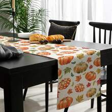 Fall Pumpkin Maple Leaf Table Runner Holiday Party Decor Washable Kitchen Dining Table Runner For Farmhouse, Coffee Tables,Wedding Party Banquet,Autumn Decorations - Multicolor - View 5