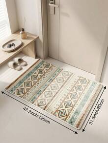 1 pieza Alfombra geométrica bohemia para sala de estar, adecuada para cocina, comedor, dormitorio, decoración de vacaciones, interior/exterior, oficina, vestíbulo, felpudo antideslizante, alfombra de baño, pasillo, área de estudio y juegos - Multicolor - Ver 6