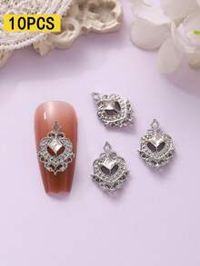 10 Peças Encantos de Arte de Unhas Quadrados Vazados Estilo Corte com Strass, Decoração de Metal 3D de Luxo, Múltiplas Cores, Adequado para Vários Estilos de Arte de Unhas, Unhas Postiças, Gemas de Unhas, Suprimentos de Unhas, Strass de Unhas - Multicolorido - Visão 15
