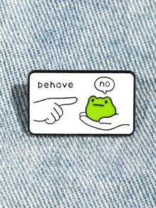 1pc Cute Slacker Frog Brooch, Creative Exquisite Craftsmanship With Rebellious Slogan, Delicate Texture, Versatile Accessory For Clothes And Bags To Add Fun And Personalized To Your Outfit - Multicolor - View 9