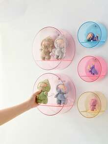 1 pieza Caja de exhibición transparente, estantería de exhibición de figuras de acción montada en la pared, sin necesidad de taladrar - Multicolor - Ver 2