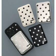Black White Polka Dot Magnetic Phone Card Holder, Detachable Adhesive Wallet Card Pocket For IPhone Android Smartphones,Two-Tone Polka Dot Magnetic Card Wallet, Reusable Adhesive Card Pocket For Daily ID Credit Card Storage - Multicolor - View 5