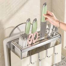 Knife Block Without Knives, With Sharpening Stone And Scissors Slot,Square Knives, Detachable Kitchen - Milky White - View 9