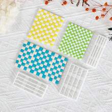 1pc Woven Texture Polymer Clay Cutting Mold For Earring Making - Checkerboard Grid Stripe DIY Handmade Tool, Suitable For Jewelry, Pottery And Clay Craft Projects - White - View 7