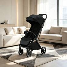 Lightweight Stroller, Foldable Stroller, Extended Sun Canopy With Zipper, One-Touch Series, Adjustable Backrest, Easy To Carry, Ideal For Travel - 黑色 - 查看 11