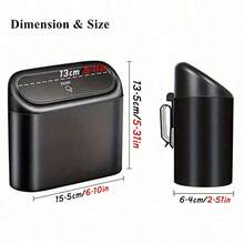 Car Trash Can With Lid + 4 Rolls Of Trash Bags, Leak-Proof Portable Hanging Car Storage Trash Can, Small Vehicle Trash Basket Portable Desktop Trash Can, Suitable For Car, Office, Bedroom, Home Cup Holder Hanging - A - View 3