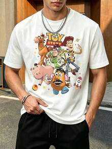 Disney Toy Story Men's 100% Cotton T-Shirt, Featuring Woody, Buzz Lightyear, And Friends In A Fun, Vibrant Graphic Print. - 白色 - 查看 1