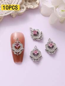 10 Peças Encantos de Arte de Unhas Quadrados Vazados Estilo Corte com Strass, Decoração de Metal 3D de Luxo, Múltiplas Cores, Adequado para Vários Estilos de Arte de Unhas, Unhas Postiças, Gemas de Unhas, Suprimentos de Unhas, Strass de Unhas - Multicolorido - Visão 16