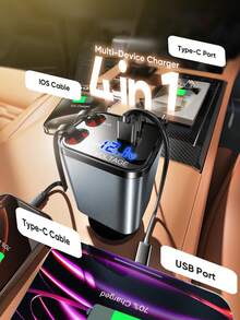YITUMU Charger Mobil Lipat 69W dengan Layar Tegangan LED, Adaptor Pengisian Cepat 4-in-1, Termasuk USB C dan Dua Kabel Lipat. - 2026 - View 5
