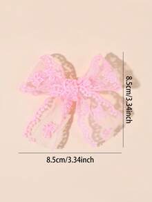 10/2入彩色薄紗蝴蝶結髮夾 蕾絲花朵刺繡髮飾 甜美可愛女孩學生適用 節日禮物 派對校園髮飾 - 彩色 - 查看 7