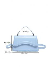 Mini Fashion Handheld Women's Bag Spring/Summer New Solid Color Flap Multi-Use Crossbody Small Square Bag Embossed Casual Shoulder Crossbody Commuter Bag - Sky Blue - View 2