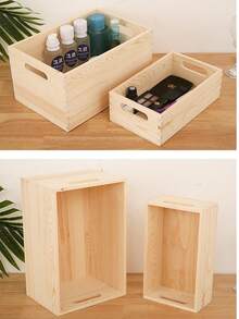 Cross-Border Solid Wood Desktop Wooden Open Storage Box, Miscellaneous Organizer Box, Storage Box, Handheld Wooden Box - Multicolor - View 1