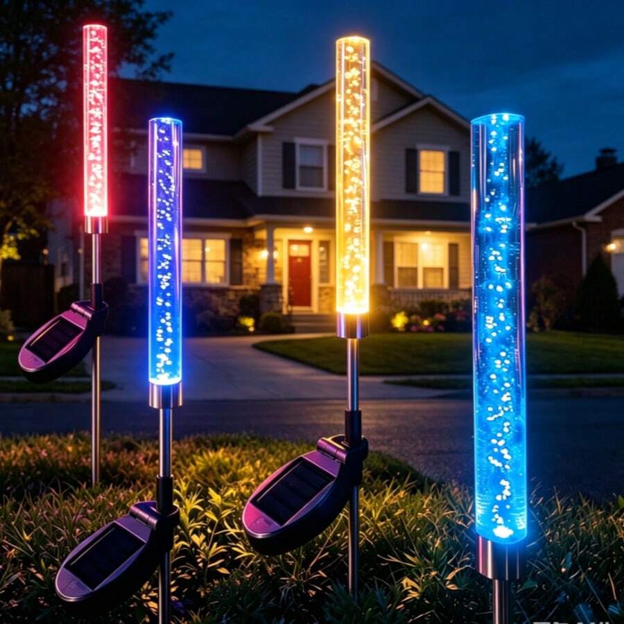1件裝 LED 太陽能嵌入式地燈，嘉年華主題泡泡球景觀階梯燈，水晶吊燈風格草坪燈，IP 戶外防水太陽能裝飾燈，適用於小徑、花園、庭院、草坪、戶外小徑、露營、節日裝飾
