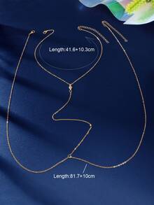 1pc Silver Long Chain Sexy Personalized Body Chain For Women Beach - Yellow Gold - View 4